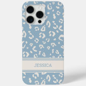 Modern blauw luipaardpatroon met gepersonaliseerde Case-Mate iPhone case (Achterkant)