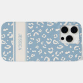 Modern blauw luipaardpatroon met gepersonaliseerde Case-Mate iPhone case (Achterkant (horizontaal))
