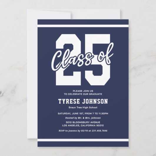 Modern Blauw Mannelijk Afstudeerfeest Kaart (Voorkant)