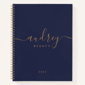 modern blauw marineverslag Handtekening monogramme Notitieboek (Voorkant)