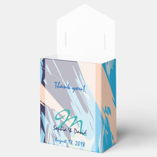 Modern Blauw Maritiem Monogram Huwelijksgunst Bedankdoosjes (Geopend)