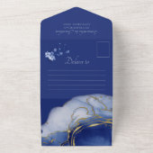 Modern blauw marmer bruiloft uitnodiging (Buitenkant)