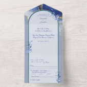 Modern blauw marmer bruiloft uitnodiging (Binnen)