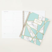 Modern blauw marmer en goud geometrisch ontwerp planner (Display)