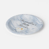 Modern blauw marmeren Baby showers luier gepersona Papieren Bordje (Gekanteld)