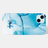 Modern Blauw Marmermonogram Case-Mate iPhone Case (Achterkant (horizontaal))