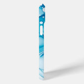 Modern Blauw Marmermonogram Case-Mate iPhone Case (Achterkant / Rechts)