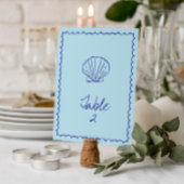 Modern Blauw Mediterraan Schelp Tafelnummer