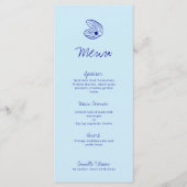 Modern blauw Mediterraan Shell Wedding Menu (Voorkant)