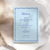 Modern blauw Mediterraan Shell Wedding Menu Kaart