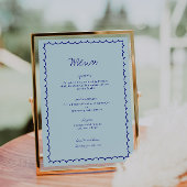 Modern blauw Mediterraan Shell Wedding Menu Kaart