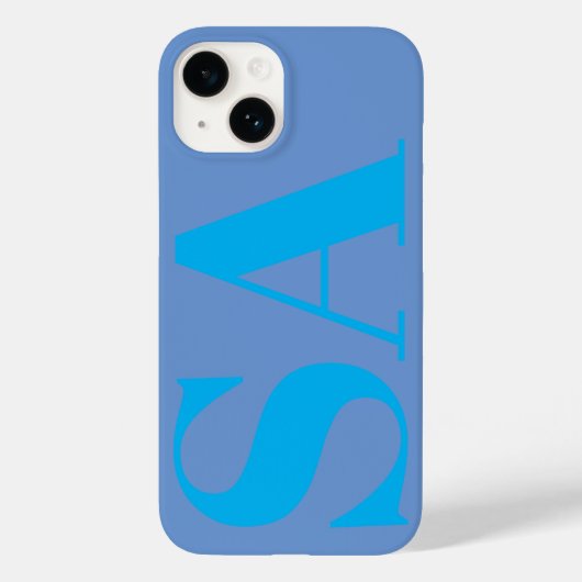 Modern blauw minimaal monogram Case-Mate iPhone case (Achterkant)