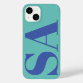 Modern blauw minimaal monogram Case-Mate iPhone case (Achterkant)