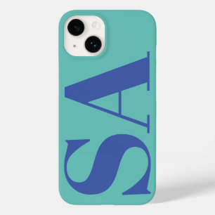 Modern blauw minimaal monogram Case-Mate iPhone 14 hoesje