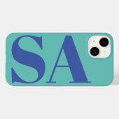 Modern blauw minimaal monogram Case-Mate iPhone case (Achterkant (horizontaal))