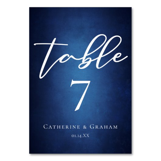 Modern blauw minimalistisch avondhuwelijk kaart (Achterkant)