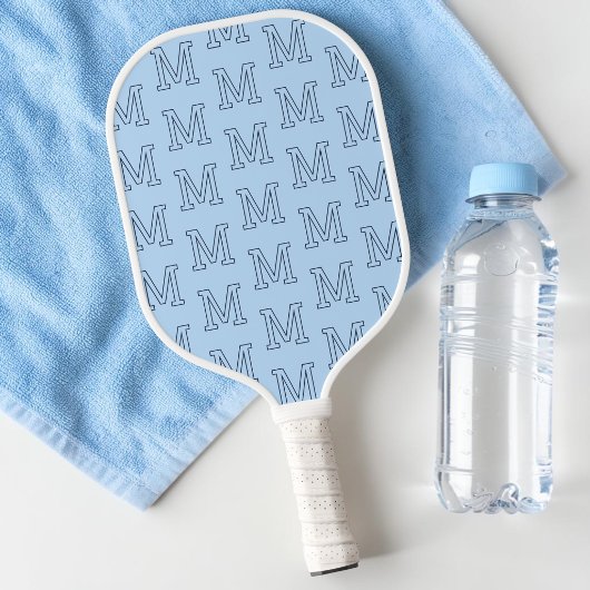 Modern Blauw Minimalistisch Initieel Monogram Patr Pickleball Paddle