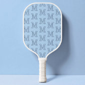 Modern Blauw Minimalistisch Initieel Monogram Patr Pickleball Paddle
