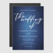 Modern Blauw Minimalistisch Waterfront Avondbruilo Magnetische Uitnodiging (Voorkant / Achterkant)