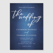 Modern Blauw Minimalistisch Waterfront Avondbruilo Magnetische Uitnodiging (Voorkant)