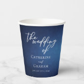 Modern Blauw Minimalistisch Waterfront Avondbruilo Papieren Bekers (Voorkant)