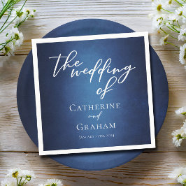 Modern Blauw Minimalistisch Waterfront Avondbruilo Servet