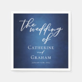 Modern Blauw Minimalistisch Waterfront Avondbruilo Servet (Voorkant)