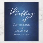 Modern Blauw Minimalistisch Waterfront Avondbruilo Wijn Etiket (Enkel label)