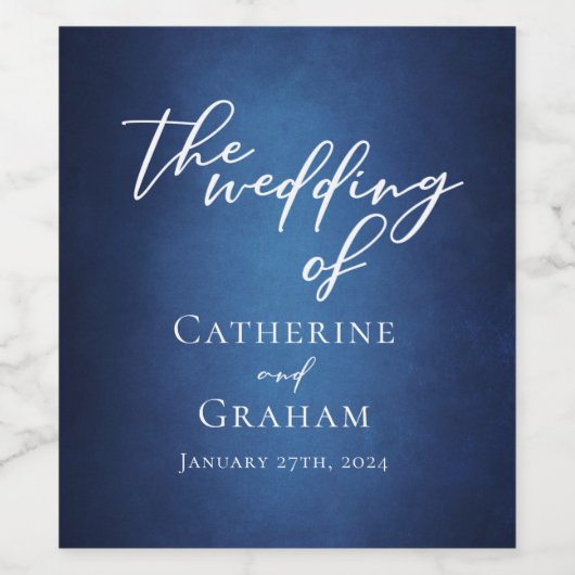 Modern Blauw Minimalistisch Waterfront Avondbruilo Wijn Etiket (Enkel label)