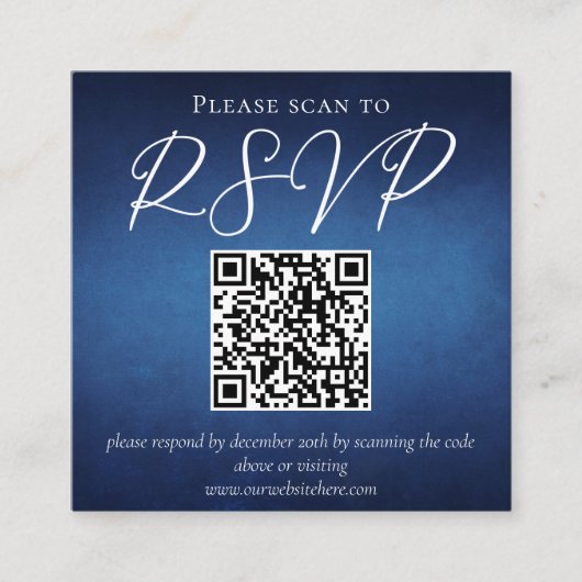 Modern Blauw Minimalistisch Waterfront Trouw-RSVP Informatiekaartje (Voorkant)