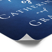 Modern blauw minimalistische avond bruiloft welkom poster (Hoek)