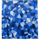 Modern blauw monochroom geometrisch mozaïekpatroon douchegordijn (Voorkant)