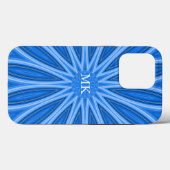 Modern blauw monogram - Floral Design Pattern Case-Mate iPhone Case (Achterkant (horizontaal))