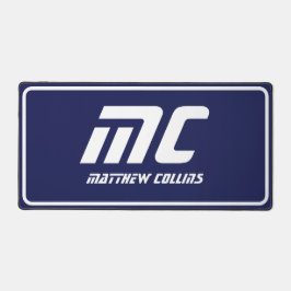 Modern Blauw Monogram Schoon Minimale Naam Eenvoud Bureaumat