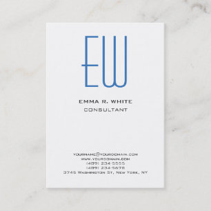 Modern Blauw Monogram Wit Professioneel Visitekaartje