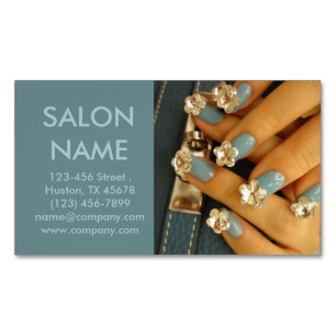 modern blauw nagels mode beauty SPA nagelsalon Magnetisch Visitekaartje