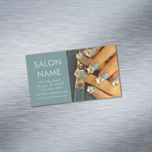 modern blauw nagels mode beauty SPA nagelsalon Magnetisch Visitekaartje (Voorbeeld)