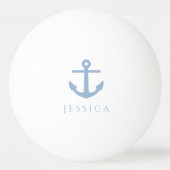 Modern blauw nautisch anker pingpongbal (Achterkant)