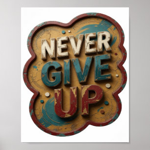 Modern Blauw NOOIT OPGEVEN Poster