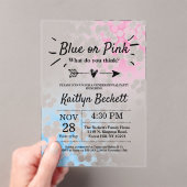 Modern blauw of roze? Geslacht Acryl Uitnodigingen (Insitu (Draagbaar))