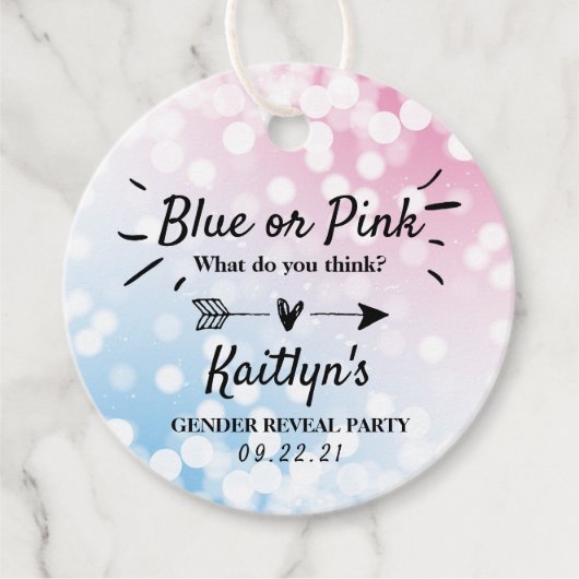 Modern blauw of roze? Geslacht Bedankjes Labels (Voorkant)