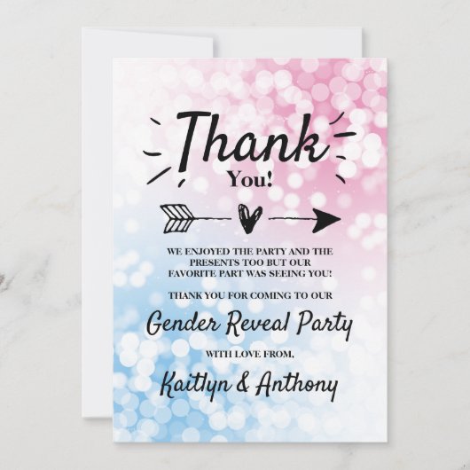 Modern blauw of roze? Geslacht Bedankkaart (Voorkant)
