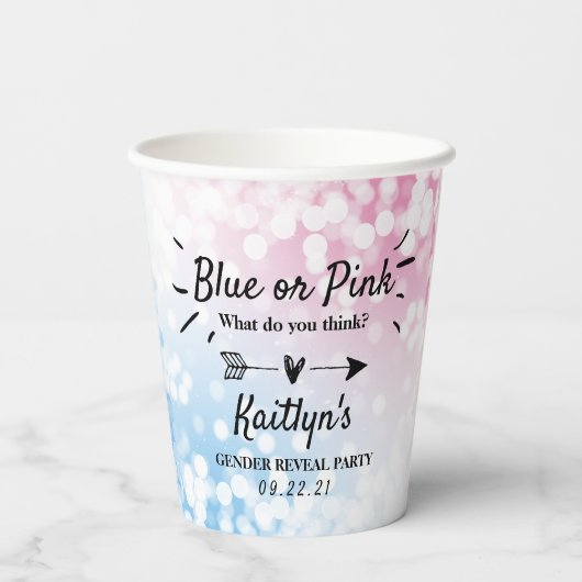 Modern blauw of roze? Geslacht Papieren Bekers (Achterkant)