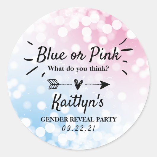 Modern blauw of roze? Geslacht Ronde Sticker (Voorkant)
