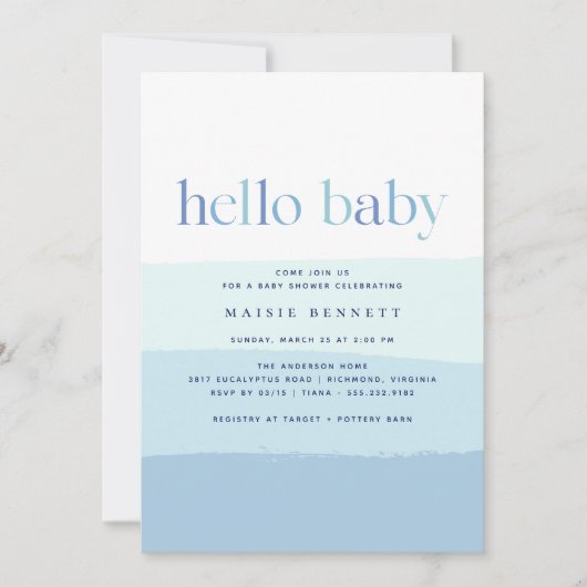 Modern blauw ombre | Simple Boy Baby shower Kaart (Voorkant)