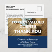 Modern blauw onroerend goed Bedankt Briefkaart (Voorkant / Achterkant)