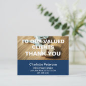 Modern blauw onroerend goed Dank u Briefkaart (Staand voorkant)