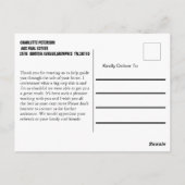 Modern blauw onroerend goed Dank u Briefkaart (Achterkant)