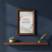 Modern Blauw Oranje Certificaat van Prestatie Prof
