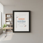 Modern Blauw Oranje Certificaat van Prestatie Prof